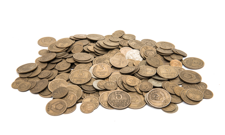 Retro coins ussr on white background