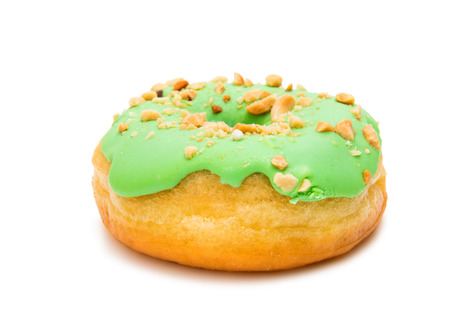 Donuts in glaze on a white backgroundの写真素材