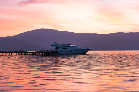 Landscape of the sunrise on the Aegean coastの写真素材