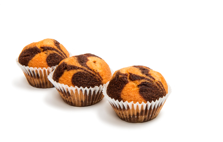 Small muffins on a white backgroundの写真素材