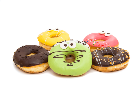 Donut in glaze isolated on white backgroundの写真素材