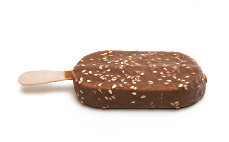 Chocolate ice cream on stick isolated on white background