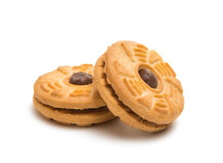 Double biscuits isolated on white backgroundの写真素材