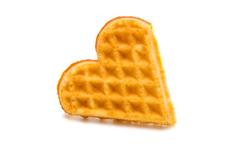 Waffle hearts isolated on white backgroundの写真素材