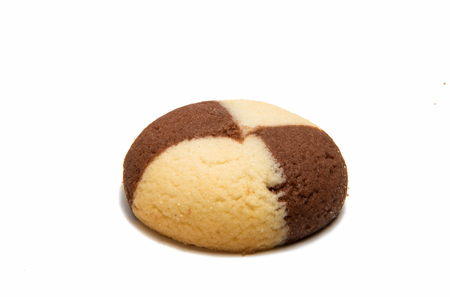Striped cookie isolated on a white backgroundの写真素材