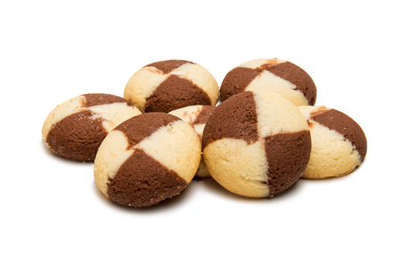 Striped cookie isolated on a white backgroundの写真素材