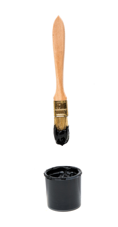 Brush with colored paint isolated on a white backgroundの写真素材