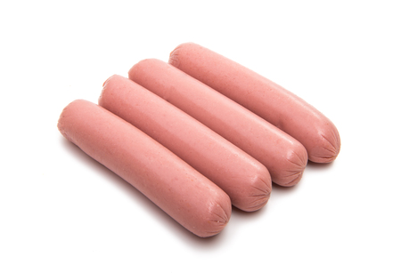 hot dog sausages isolated on white backgroundの写真素材