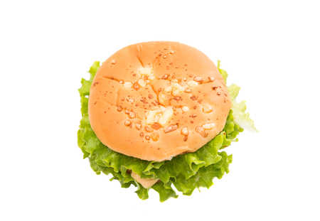 cheeseburger isolated on white backgroundの写真素材