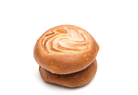 bun with cheese isolated on white backgroundの写真素材