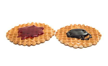 wafers with jam isolated on white backgroundの写真素材