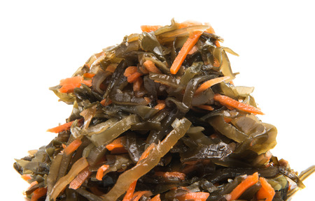 salad with sea kale isolated on white backgroundの写真素材