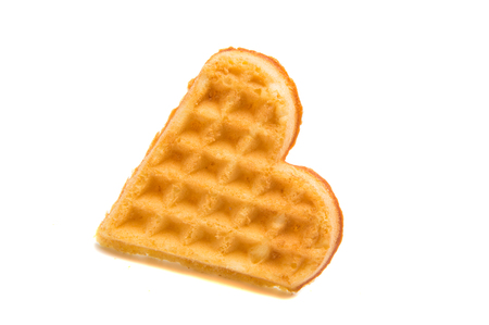 waffles heart on a white backgroundの写真素材