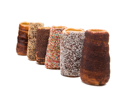 Czech Trdelnik bun isolated on white background