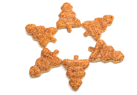 biscuit fir tree with cinnamon on white backgroundの写真素材