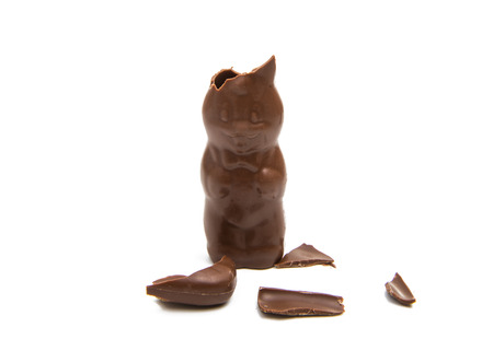 chocolate bunny isolated on white backgroundの写真素材