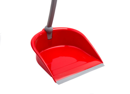 red scoop for cleaning isolated on white backgroundの写真素材