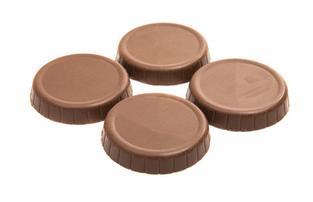 wafers in chocolate isolated on white backgroundの写真素材