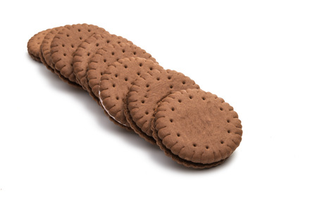 double biscuit sandwich on white backgroundの写真素材