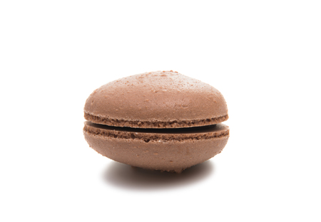 Chocolate macaron macaroon cookie dessert from France isolated on a white backgroundの写真素材