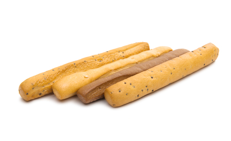 bread sticks isolated on white backgroundの写真素材