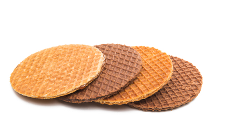 Dutch waffles isolated on white backgroundの写真素材