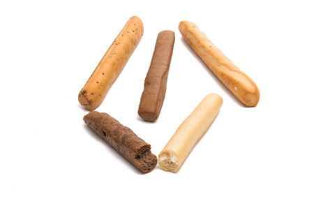 salted bread stick isolated on white background