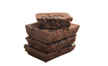 Chocolate Brownie isolated on white.の写真素材