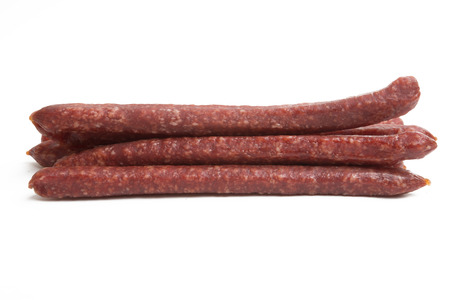 smoked sausages isolated on white background