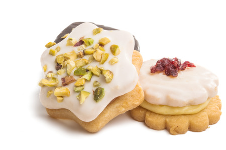 christmas cookies isolated on white backgroundの写真素材