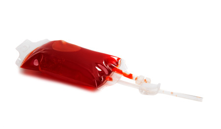 bag with blood isolated on white backgroundの写真素材