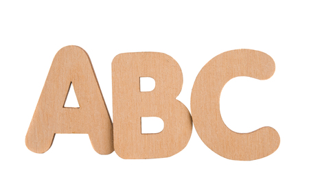english wooden letters isolated on white backgroundの写真素材