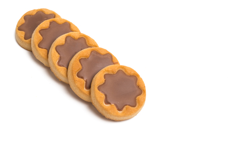 cookies with chocolate isolated on white backgroundの写真素材