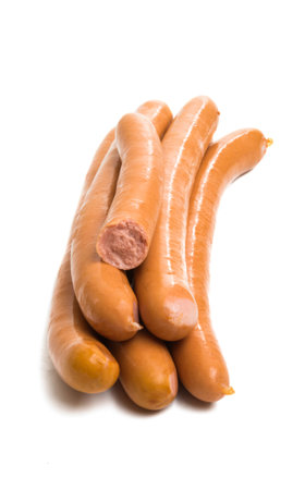 German sausages isolated on white backgroundの写真素材