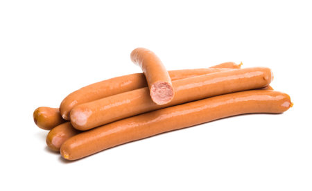 German sausages isolated on white backgroundの写真素材