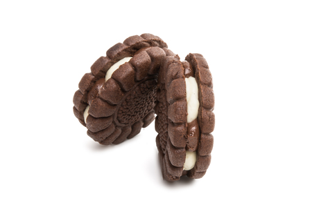 biscuits sandwich with cream isolated on white backgroundの写真素材