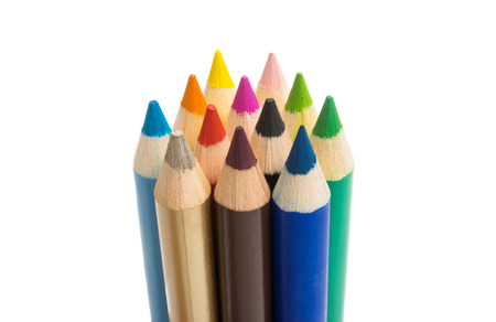 colored pencils isolated on white backgroundの写真素材