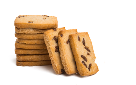 double biscuits isolated on white backgroundの写真素材