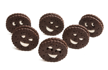 double biscuits isolated on white backgroundの写真素材