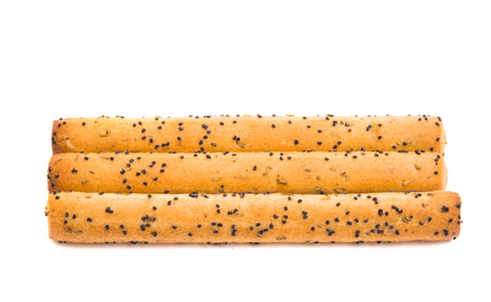 sticks with poppy seeds isolated on white backgroundの写真素材