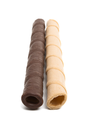 crispy rolls isolated on white backgroundの写真素材