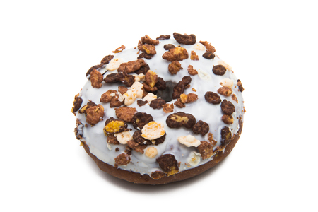 donuts in glaze isolated on white backgroundの写真素材