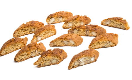 biscotti with nuts isolated on white backgroundの写真素材