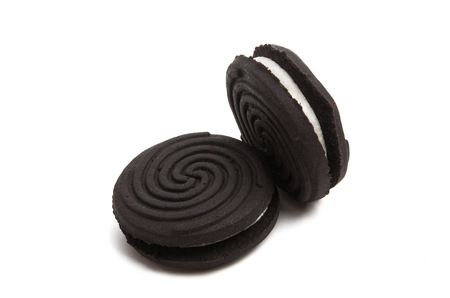 black double cookie isolated on white backgroundの写真素材