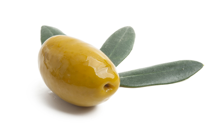 olives isolated on white backgroundの写真素材