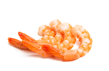 boiled shrimp isolated on white backgroundの写真素材
