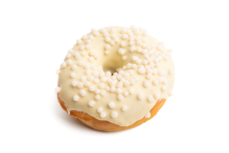 donuts in glaze isolated on white backgroundの写真素材