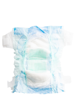 baby diapers isolated on white backgroundの写真素材