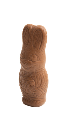 chocolate bunny isolated on white backgroundの写真素材