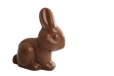 chocolate bunny isolated on white backgroundの写真素材